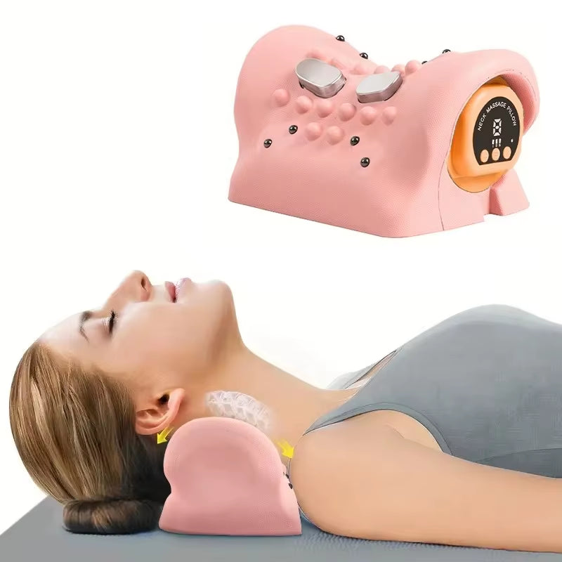 Electric Heated EMS Pulse Cervical Traction Pillow with Six Levels of Heat Neck Massager and Shoulder Stretcher Massage Products
