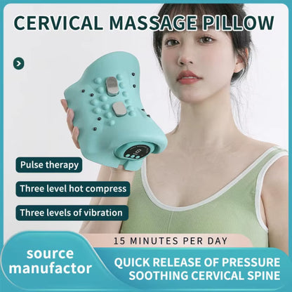 Electric Heated EMS Pulse Cervical Traction Pillow with Six Levels of Heat Neck Massager and Shoulder Stretcher Massage Products