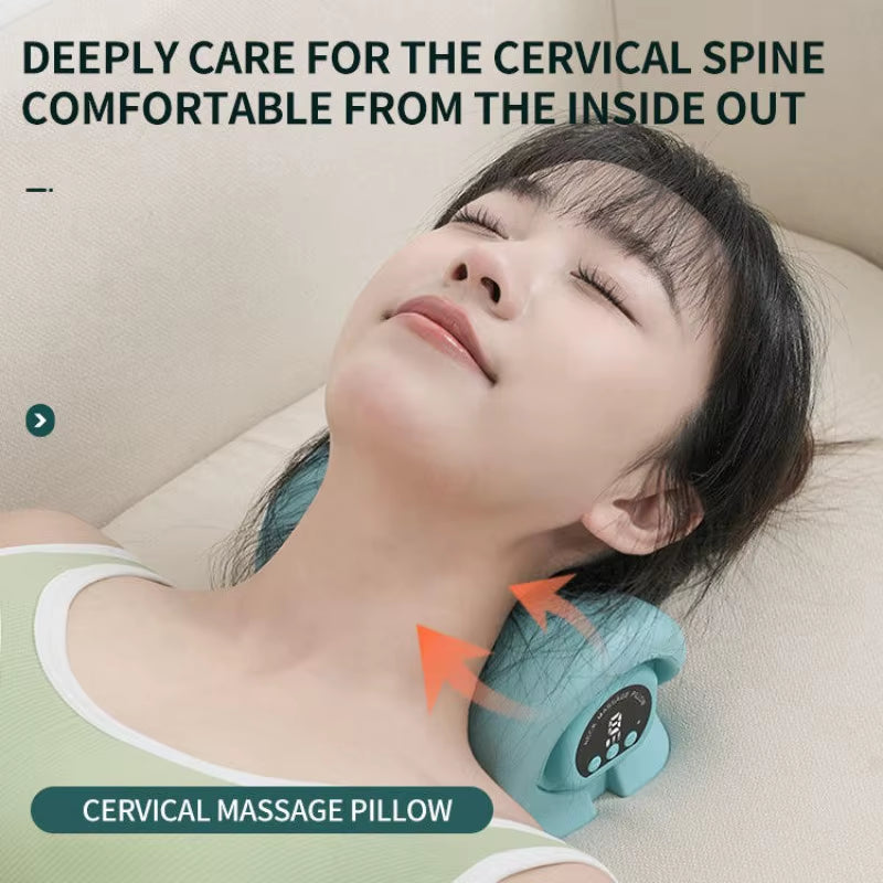 Electric Heated EMS Pulse Cervical Traction Pillow with Six Levels of Heat Neck Massager and Shoulder Stretcher Massage Products